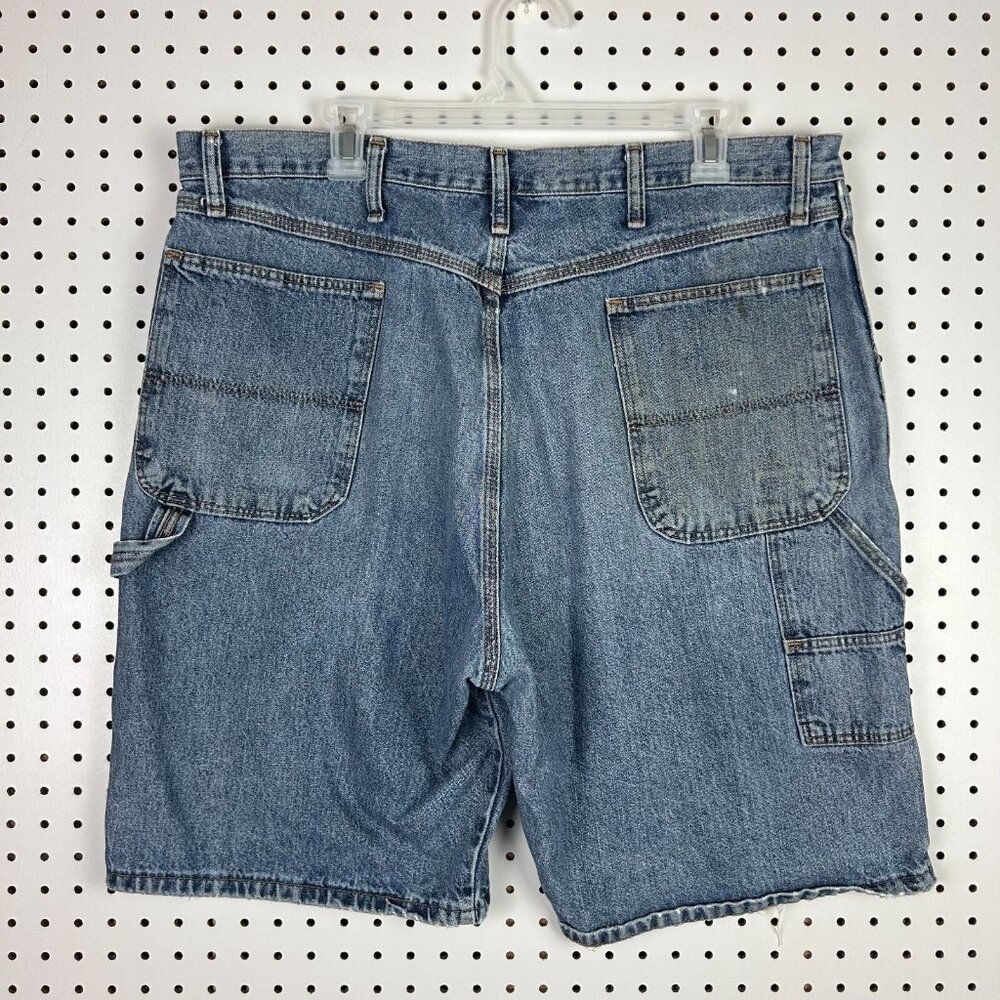 Vintage Carpenter‎ Blue Jean Shorts Jorts Size 38 Distressed Light Wash 90s Work